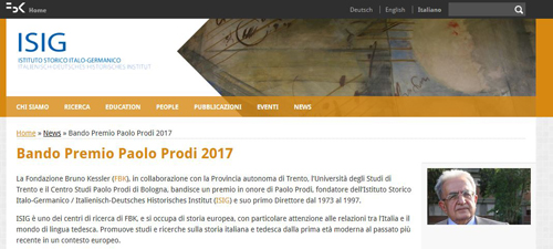 Premio Paolo Prodi 2017