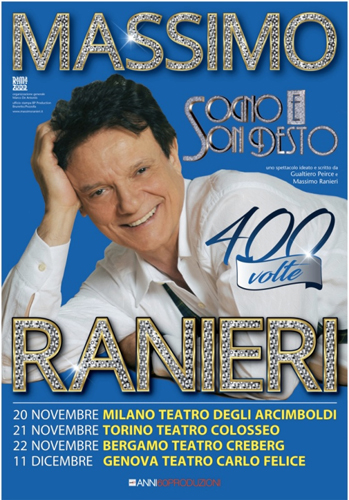 Massimo Ranieri in scena a Milano, Torino, Bergamo e Genova con Sogno e Son desto 400 volte