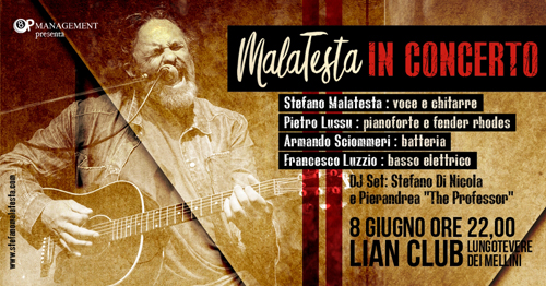 Stefano Malatesta in concerto al Lion Club al Lungotevere dei Mellini di Roma