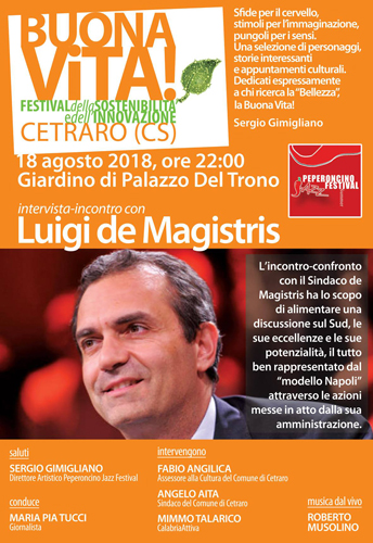 A Cetraro la II edizione di “Buona Vita!” e intervista-incontro con il sindaco Luigi De Magistris