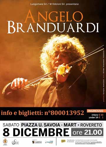 Rovereto, concertone dell’Immacolata con Angelo Branduardi: parte dell’incasso andrà a favore di “Calamità Trentino 2018”