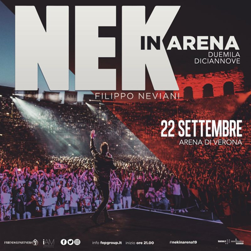 NEK: il grande ritorno live all'arena Di Verona. Nek è in gara al 69° Festival Di Sanremo con il brano “Mi farò trovare pronto”