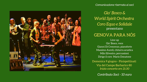 Gio' Bosco & World Spirit Orchestra presentano Genova Para Nós ai Pinispettinati di Roma