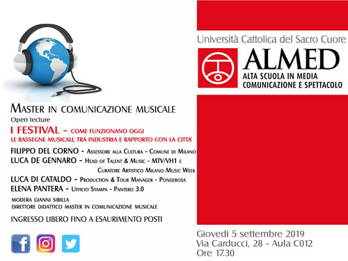 Master in Comunicazione Musicale all’Università Cattolica Del Sacro Cuore di Milano