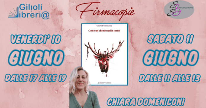 È la Libreria Gilioli, via Val D'Aosta, 7, a Formigine (MO) ad ospitare la scrittrice che da anni vive a Modena, Chiara Domeniconi.